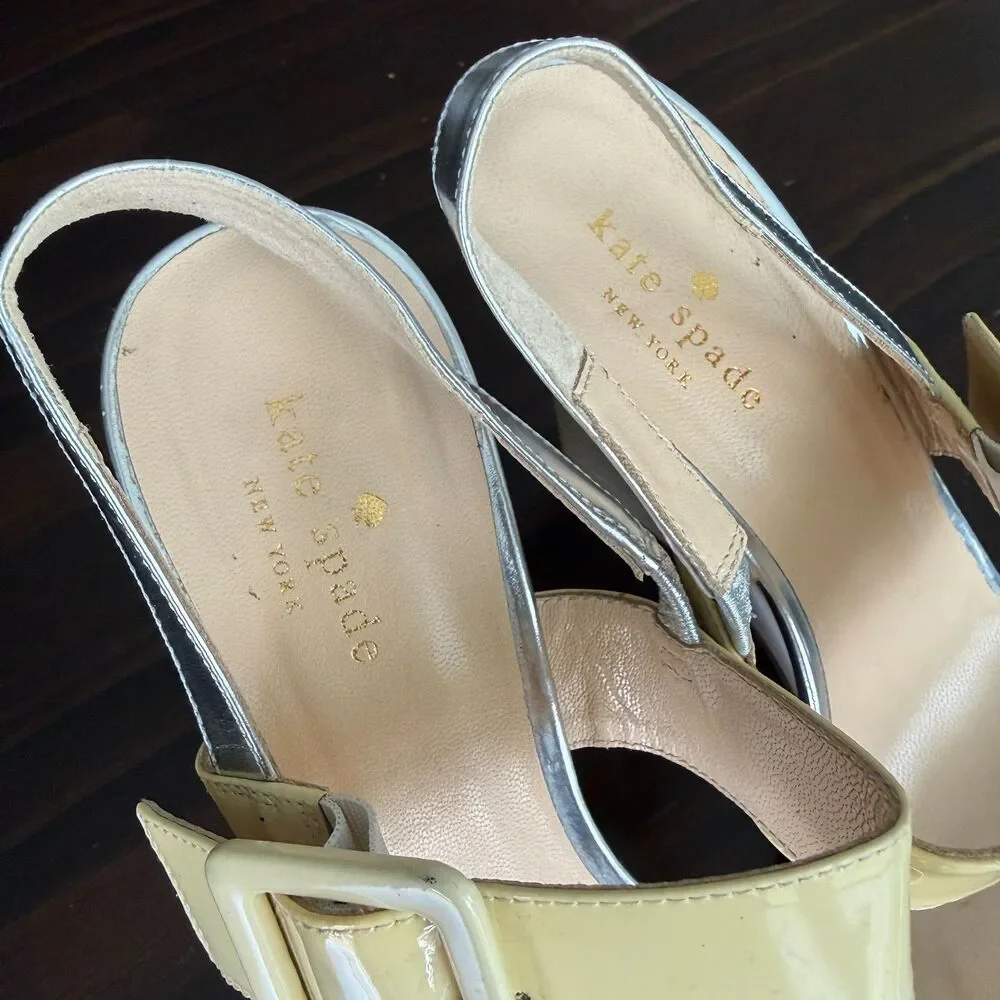 Kate Spade New York Vero Cuoio Slingback Wedge Heel Size 8.5B Made In Italy